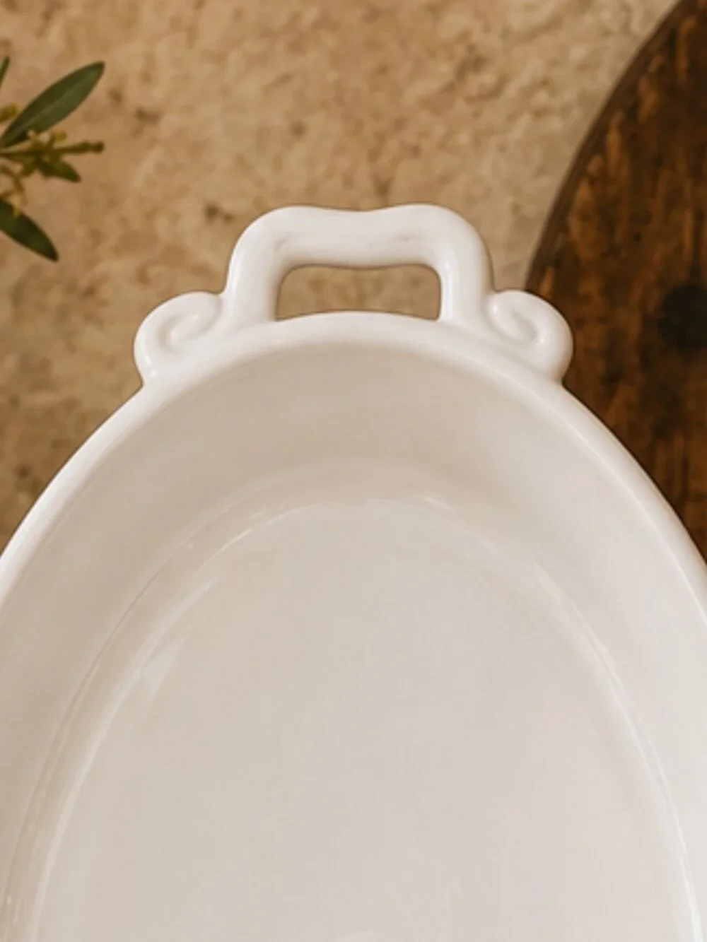 Italian Tavola Bella Baking Dish Casserole Stoneware With Scroll-Shaped Handles